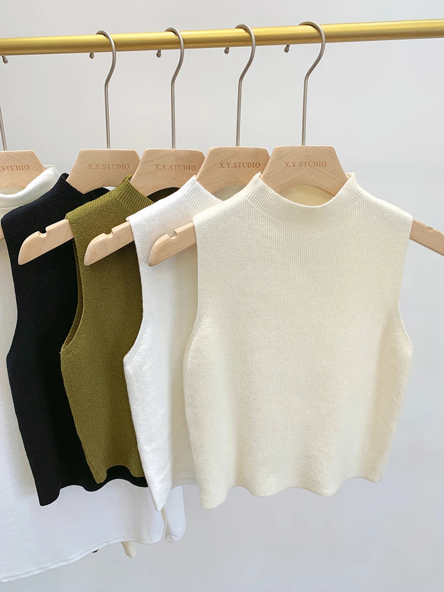 Women Knitted Tank Top Summer Fall Slim Sweater Short Sleeveless Solid Spring Autumn Sweaters Pullovers 2026