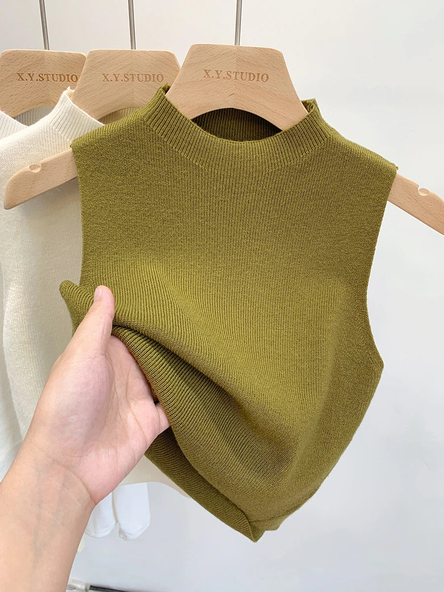 Women Knitted Tank Top Summer Fall Slim Sweater Short Sleeveless Solid Spring Autumn Sweaters Pullovers 2026